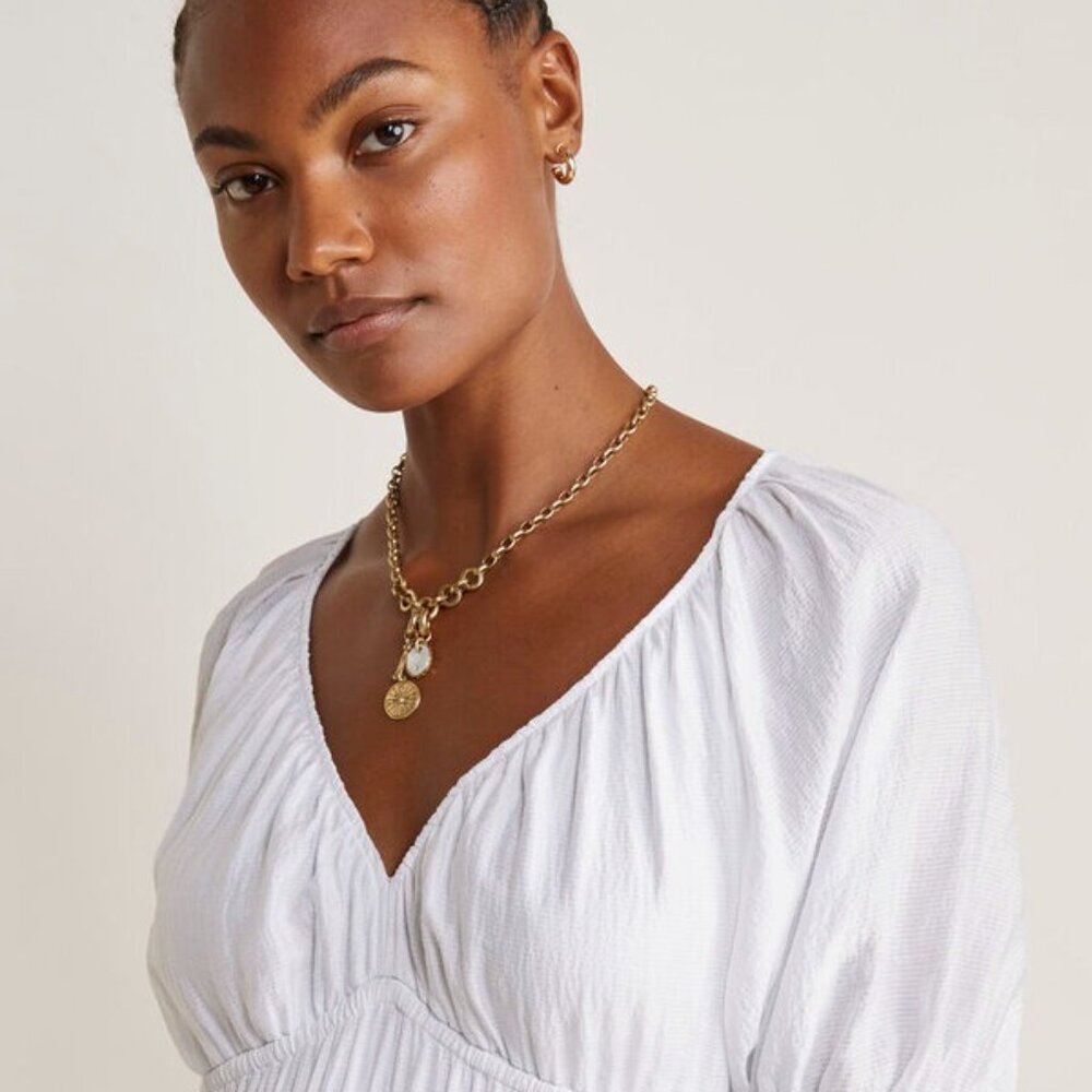 Vineyard Vines Marina Puff-Sleeve Mini Dress White Cap Women's Size X